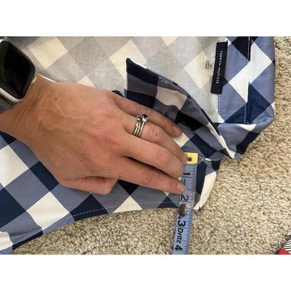 Tommy Hilfiger Women's Sleeveless Blue Checked Cotton Button Midi Dress 12 - Picture 7 of 8